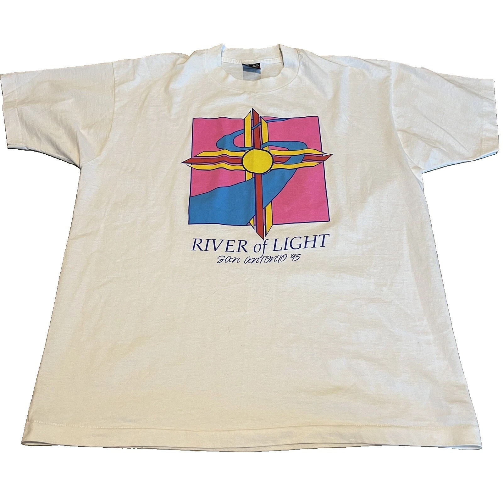 Vtg Jesus Tee San Antonio River Of Light Xl 90s Vintage Single Stitch T-Shirt