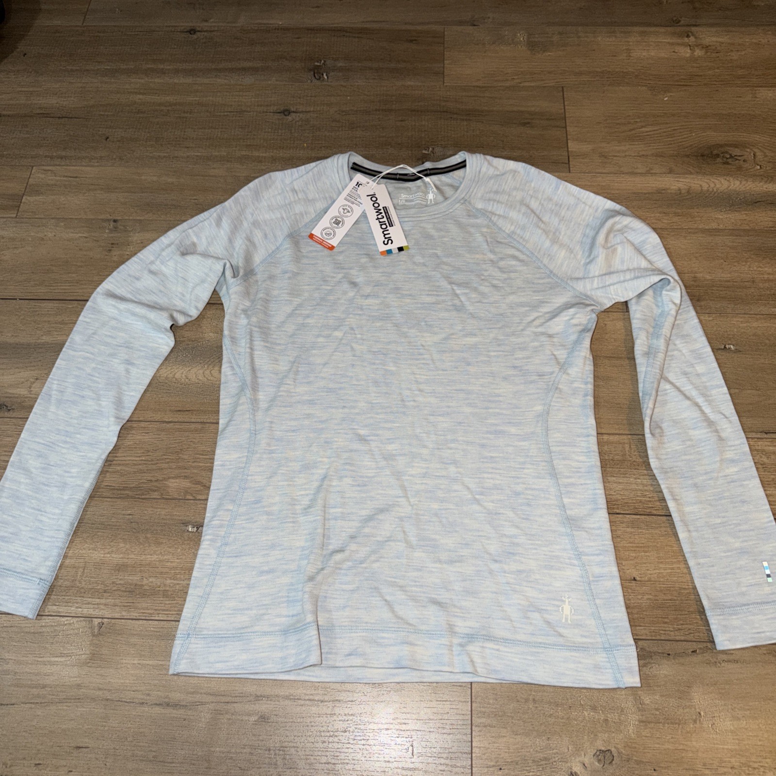 $115 Smartwool Women’s Merino Base Layer Crew Top-Winter Sky Heather -Large