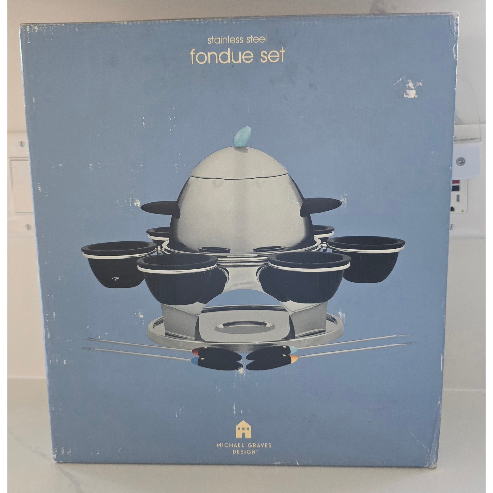 New Vintage Michael Graves Design Stainless Steel 21 Piece Fondue Set Lazy