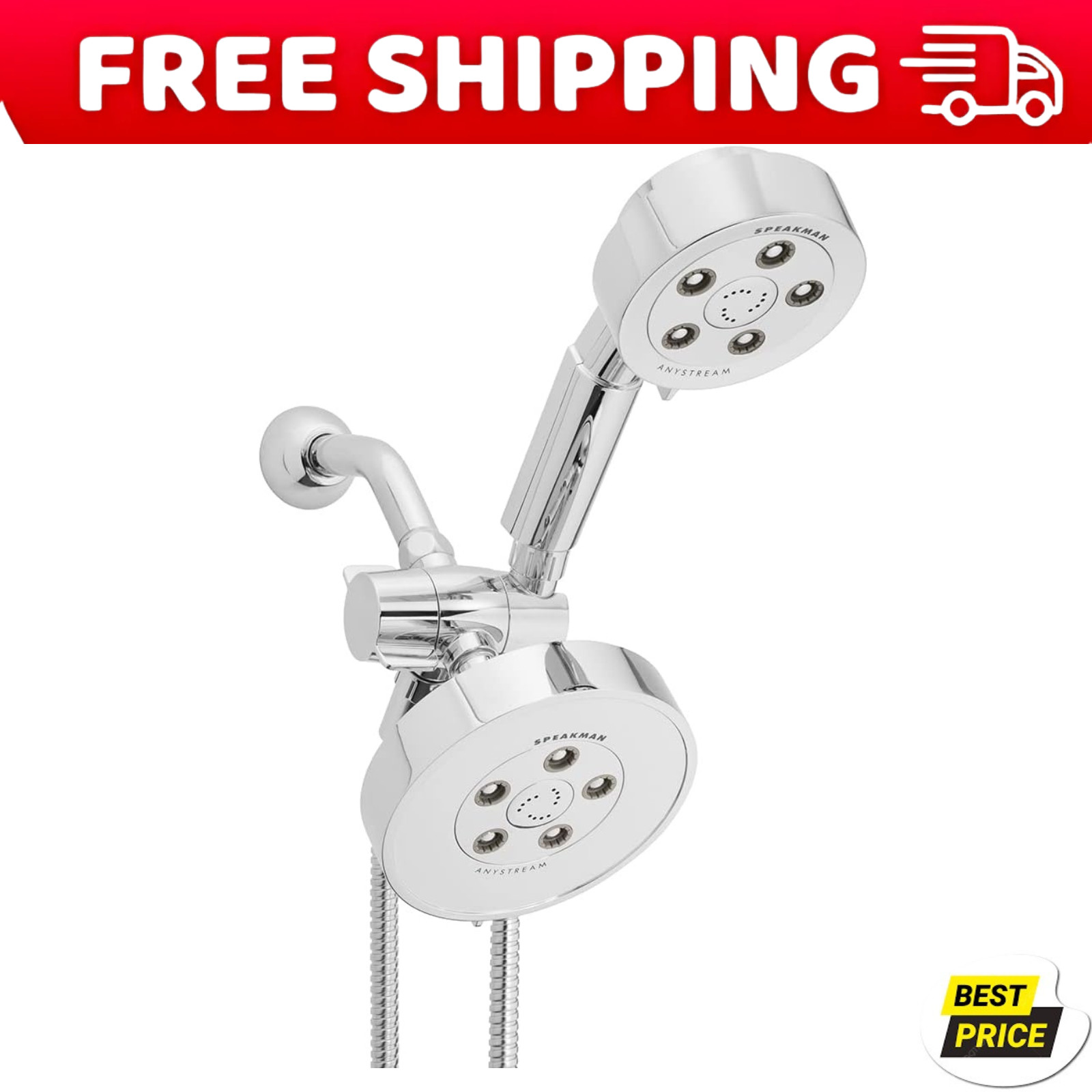 Neo Anystream VSR-233010 6-Spray Polished Chrome Dual Shower Head 2.5-GPM