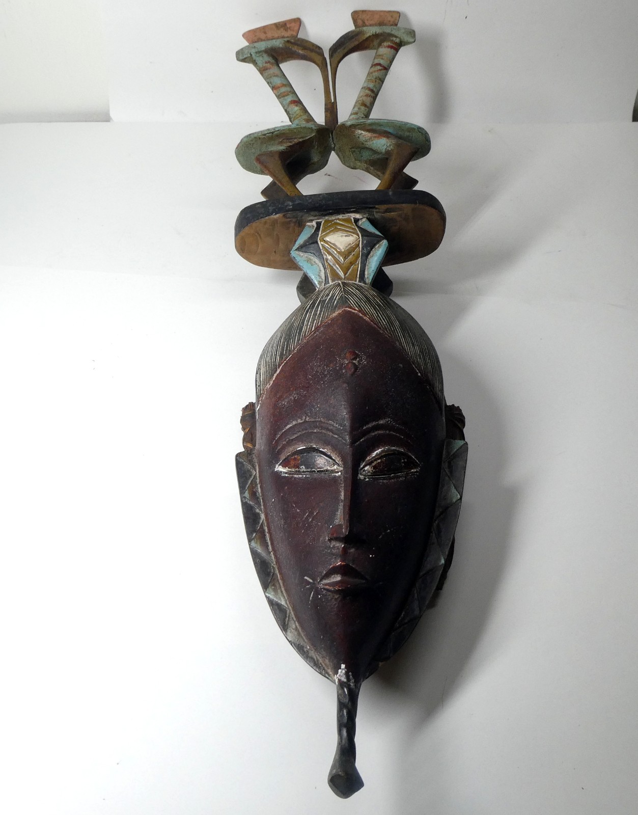African Tribal Art Mask Ivory Coast Baule Wall Mask Wooden Vintage 29