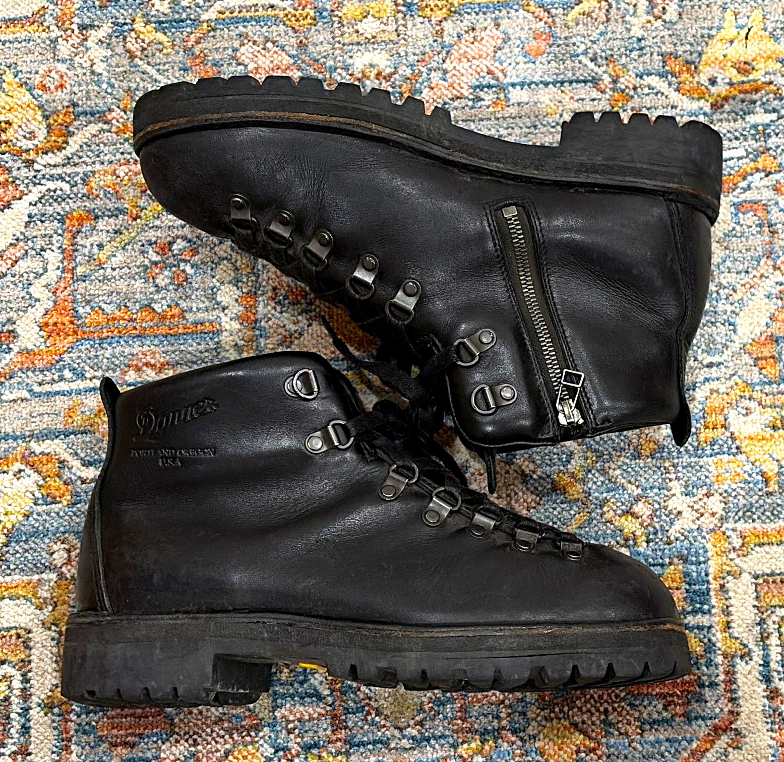 Danner Men 8.5 Black Mountain Light Leather Hiking Ankle Boots Zipper New Sole Danner Men 8.5 Black Mountain Light Leather Hiking Ankle Boots Zipper New Sole