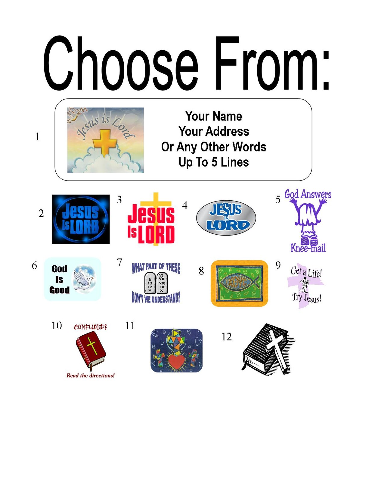 30 Christian / Jesus Is Lord Personalized Address Labels