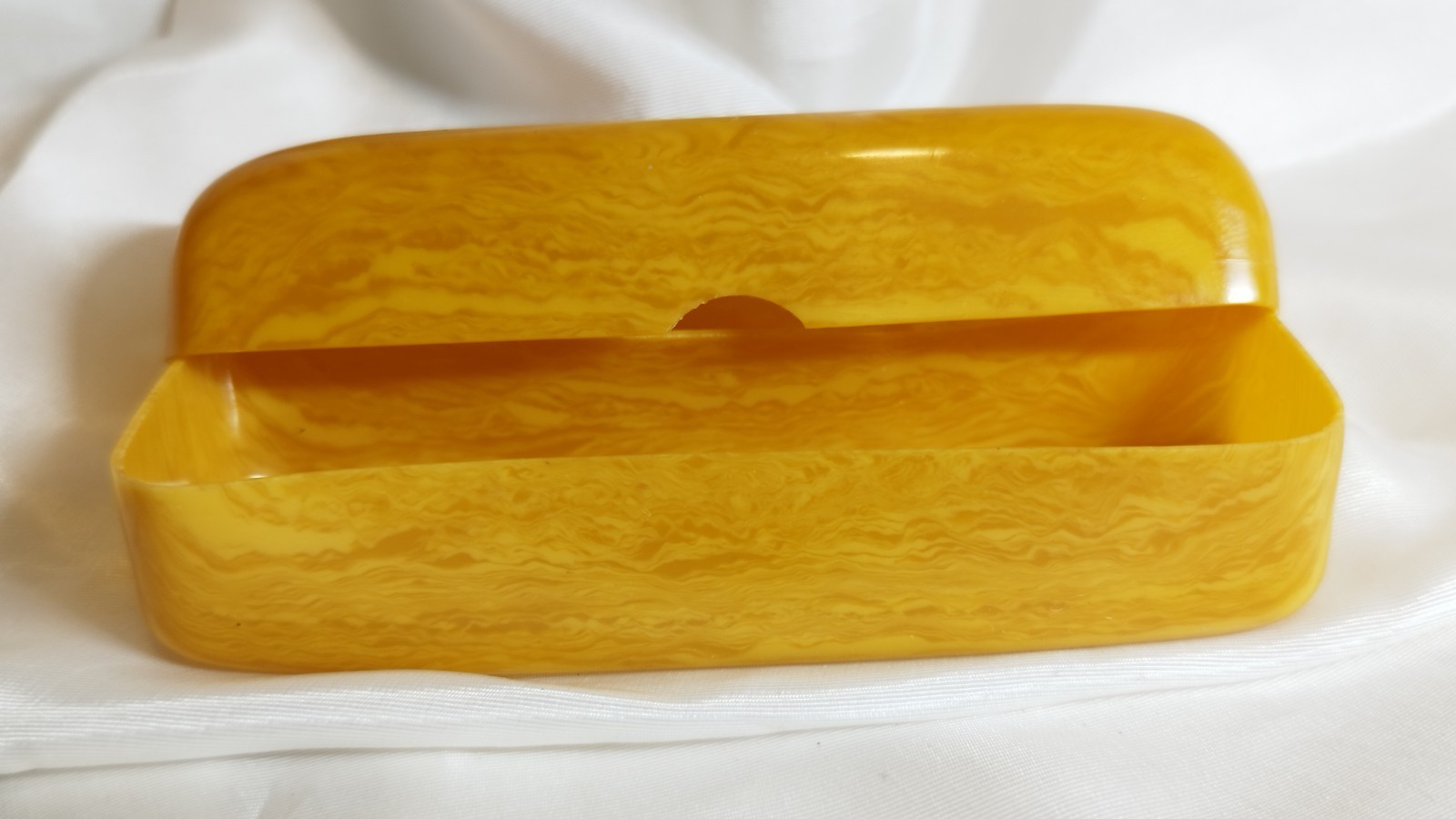 Butterscotch Bakelite Catalin Travel Toothbrush Case Art Deco Vented Box Vintage