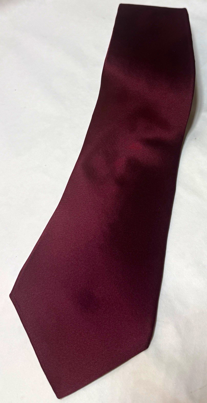 Y2K Vintage Stafford Executive Burgundy Solid Imported Silk Tie Made in USA