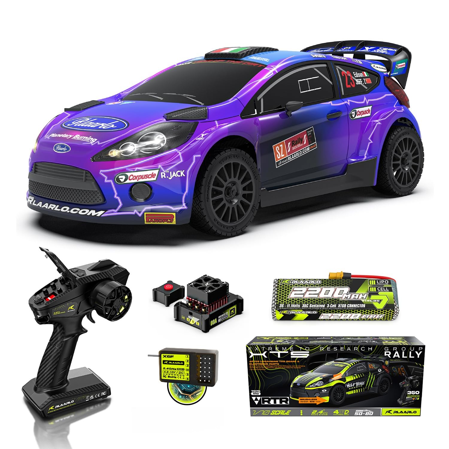 1/10 RC Drift Car Purple Brushless RLAARLO 50 mph