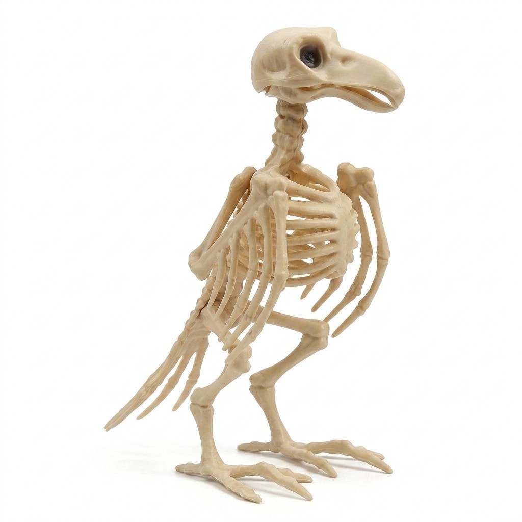 Skeleton Crow Statue Gothic Raven Bird Halloween Bone Prop Spooky Decor