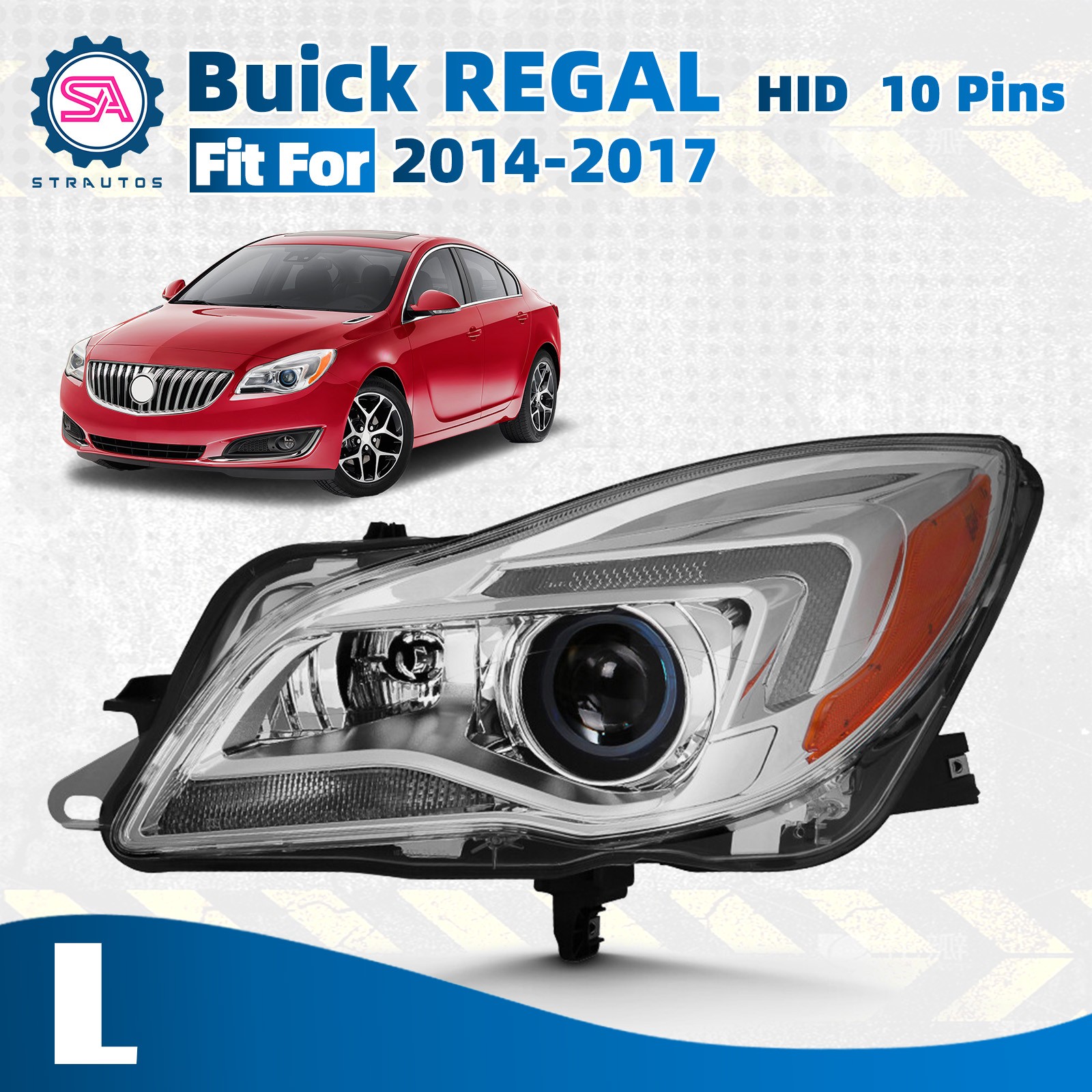For 2014-2017 Buick Regal HID Projector Headlight without Bulb Driver Left Side For 2014-2017 Buick Regal HID Projector Headlight without Bulb Driver Left Side