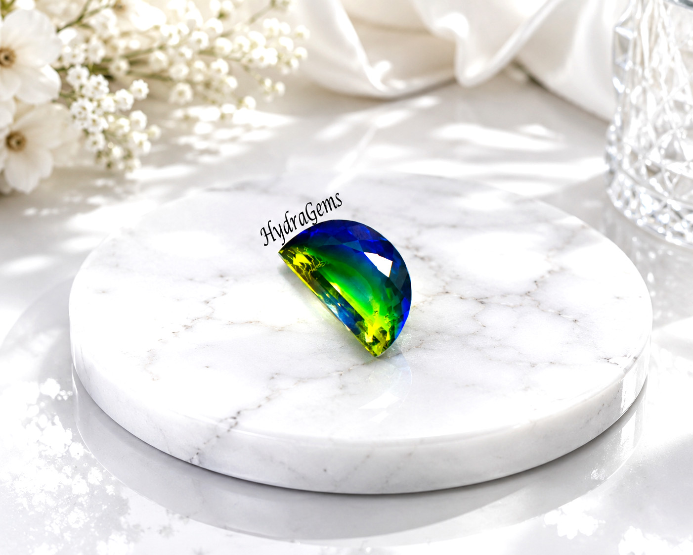 13 Carat Apx. Half Moon Cut Natural Bicolor Brazilian Tourmaline Loose Gemstone