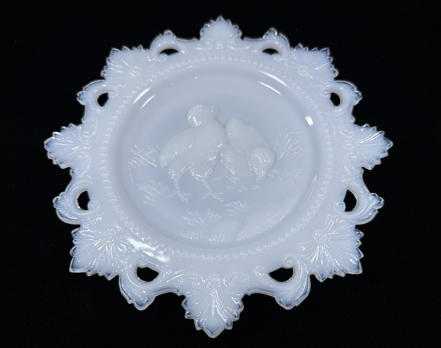 Vintage Westmoreland Milk Glass White Chicks Reticulated Edge Plate