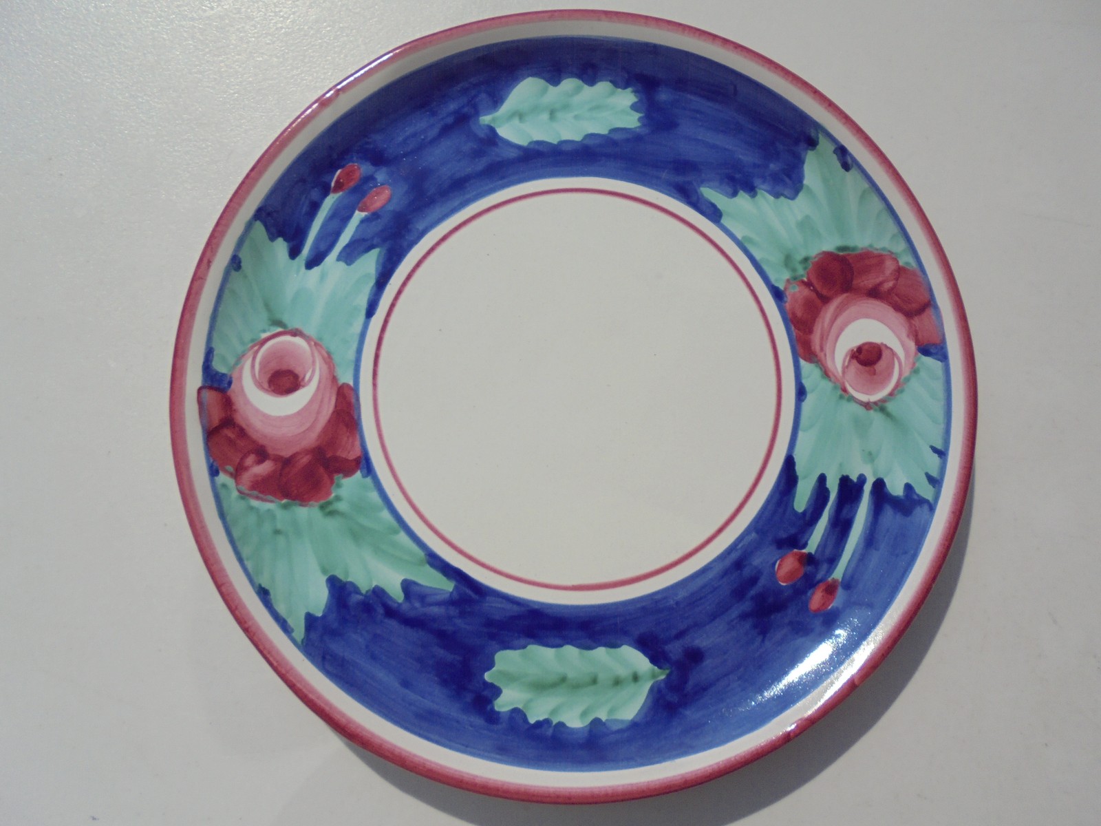 Vietri Solimene Italy Hand Painted Roses Cake Plate 11 3/4 Vietri Solimene Italy Hand Painted Roses Cake Plate 11 3/4