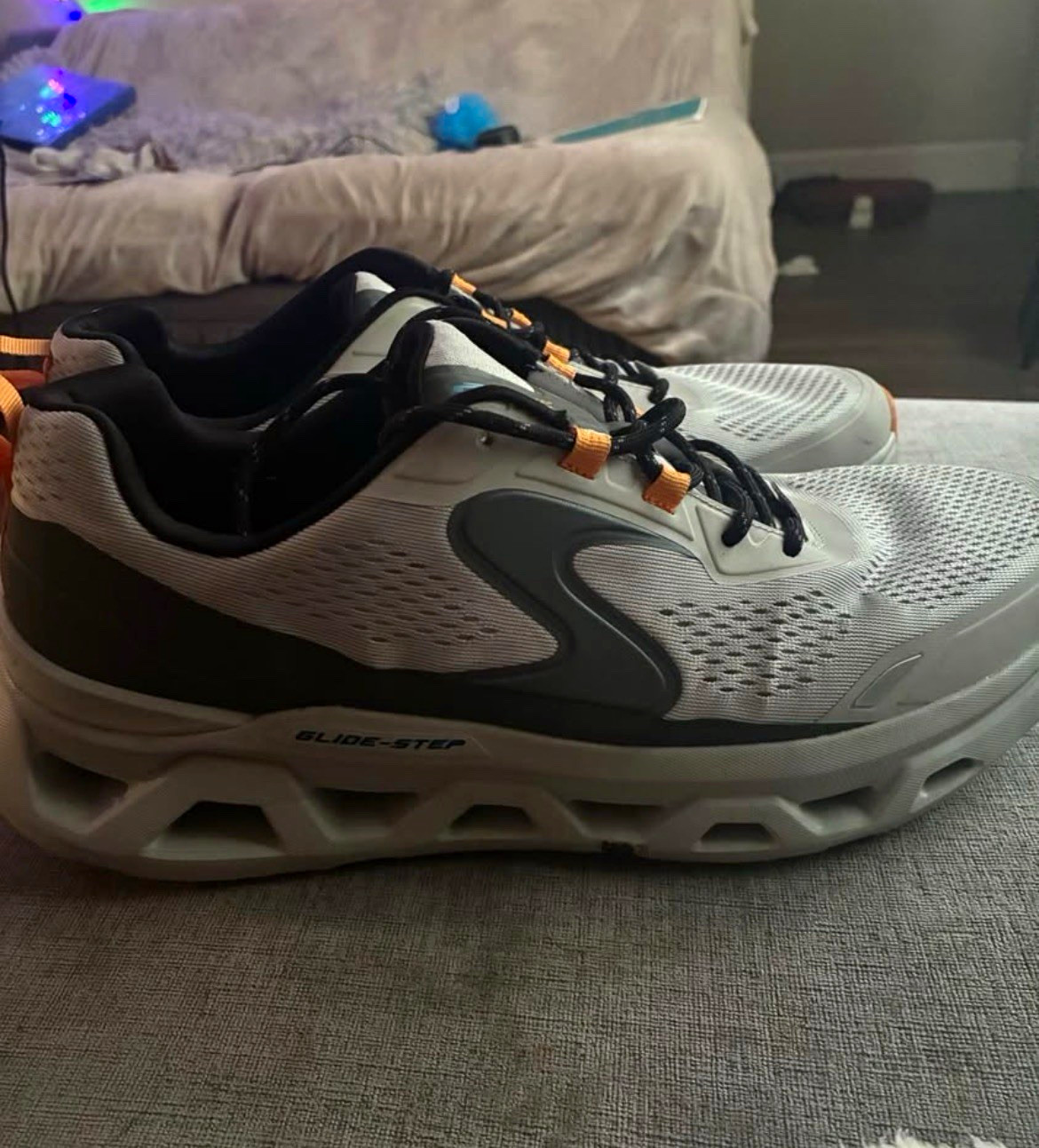 Skechers Glide-Step Altus Memory Foam Mesh Lace-Up Sneaker Gray Black Orange Skechers Glide-Step Altus Memory Foam Mesh Lace-Up Sneaker Gray Black Orange