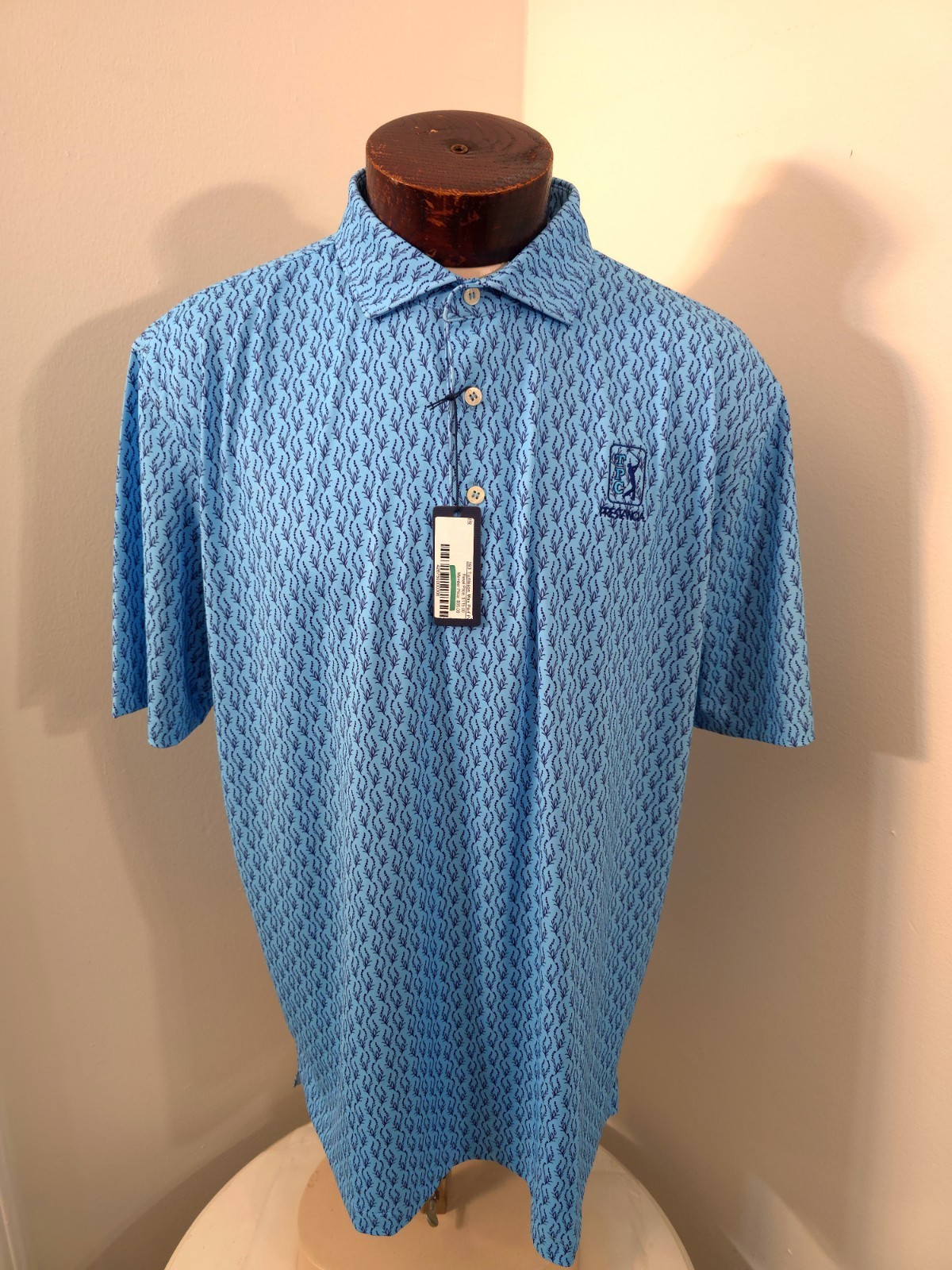 Turtleson Men\'s XL Blue Abstract Golf Polo TPC Prestancia New With Tags