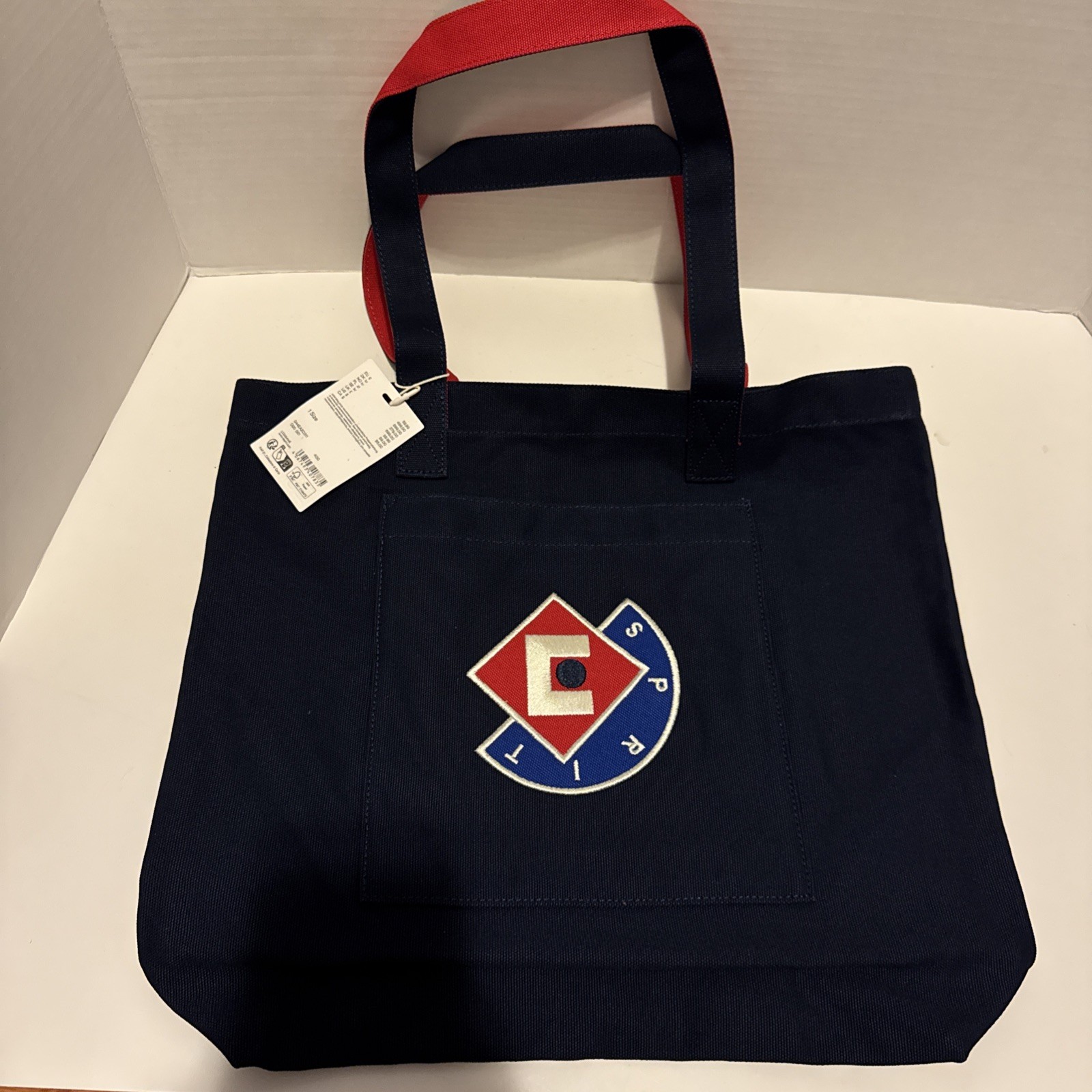 ESPRIT Throw-back 90\'s Style Navy Blue Red Canvas Logo Tote Authentic NWT
