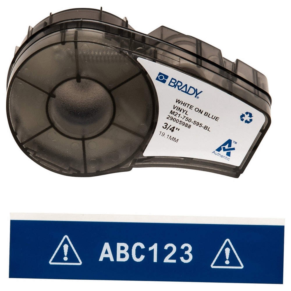 BRADY M21-750-595-BL Label Cartridge,White/Blue,3/4 In. W 3PXU4