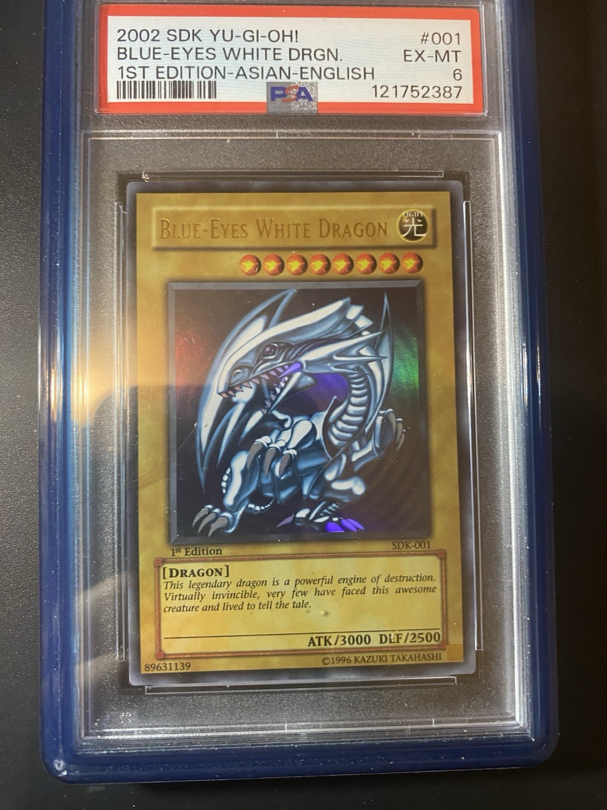 Konami 2002 Yu-Gi-Oh Blue-Eyes White Dragon SDK-001 1st Ed PSA 6