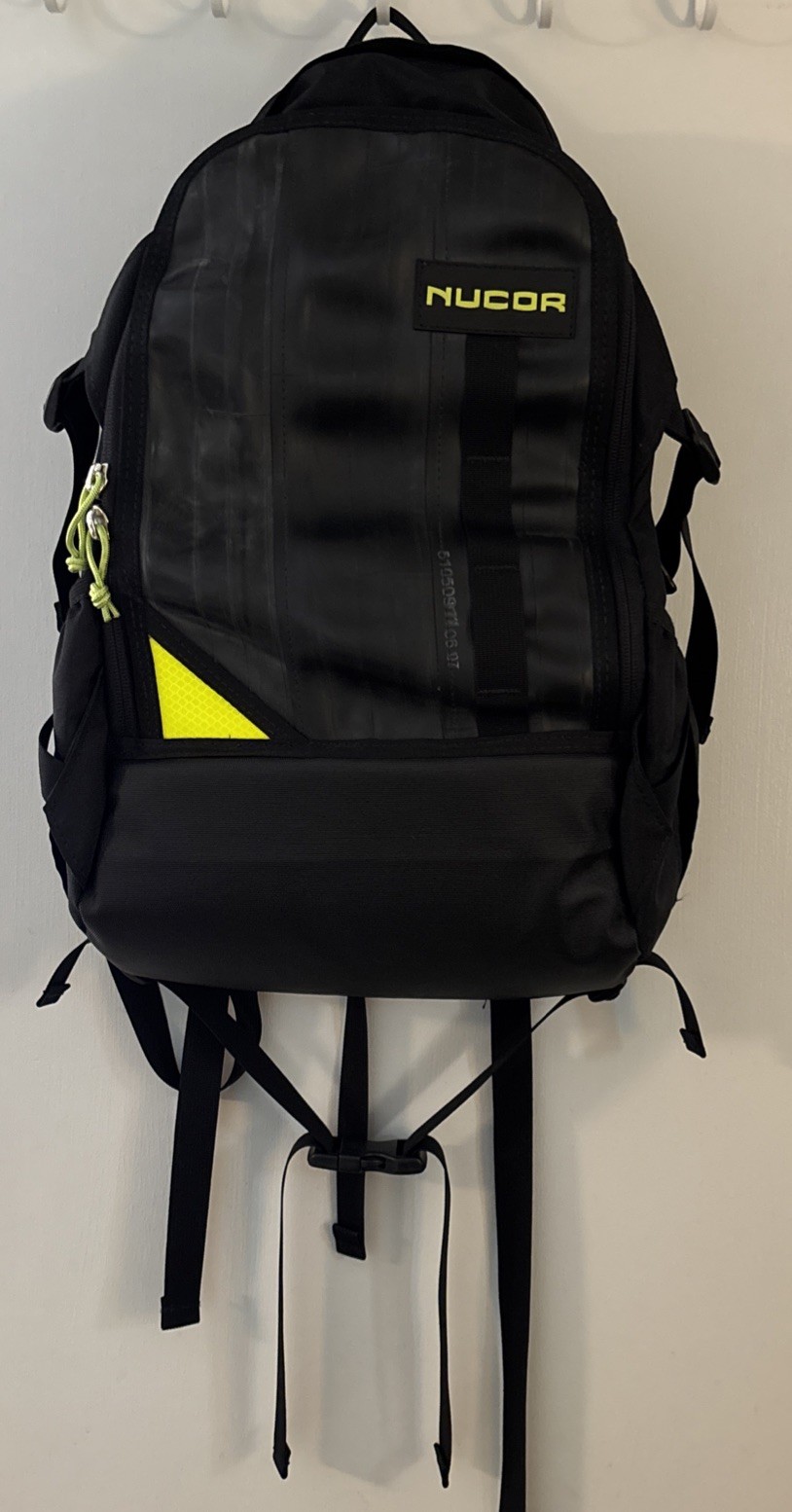 Green Guru Recycled Innertubes And Canvas Back Pack 18” x 12”x 6” EUC