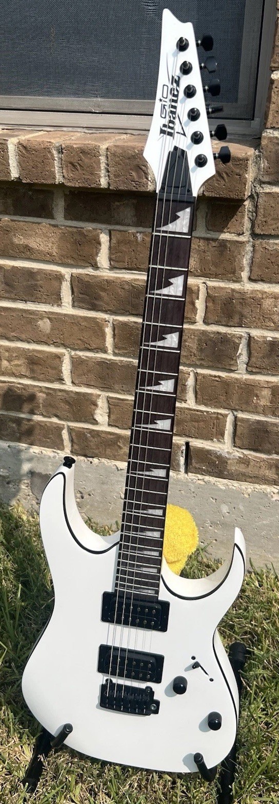Ibanez Gio GRG120EX Electric Guitar In White With Reverse Headstock