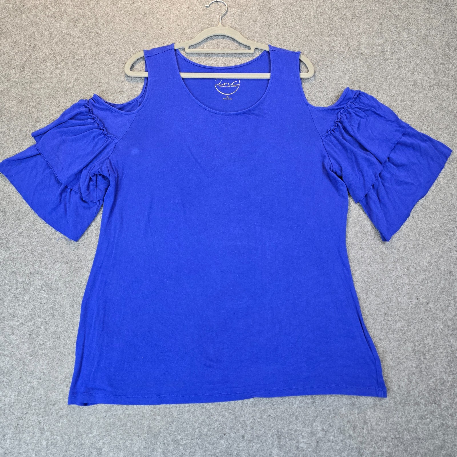INC International Concepts Blouse Top Womens XL Royal Blue Cold-Shoulder Sleeve INC International Concepts Blouse Top Womens XL Royal Blue Cold-Shoulder Sleeve