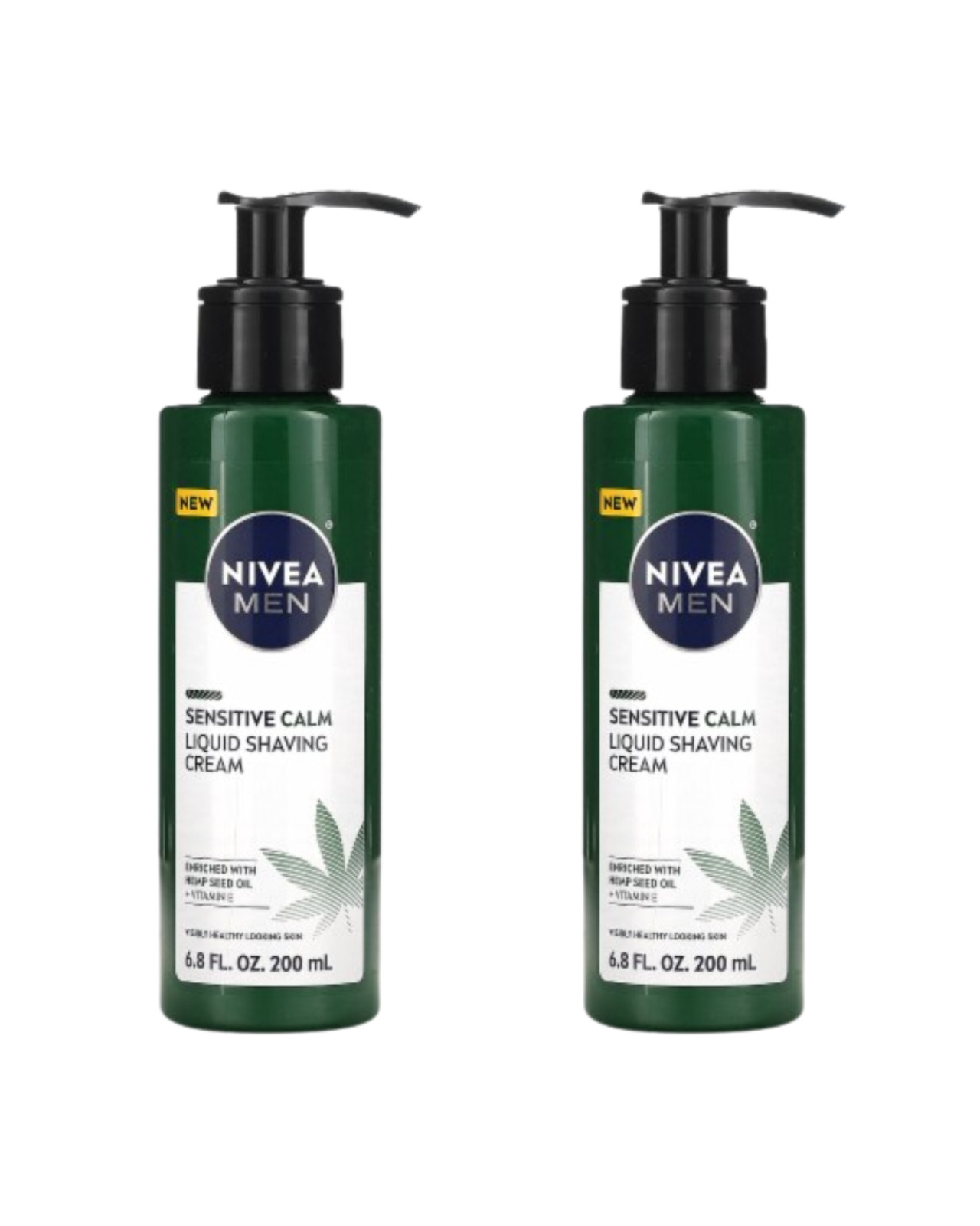 Nivea Men Sensitive Calm Liquid Shaving Cream Pump Bottle 6.8 FL OZ PACK OF 2