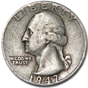 1947-D Washington Quarter Good/XF 1947-D Washington Quarter Good/XF