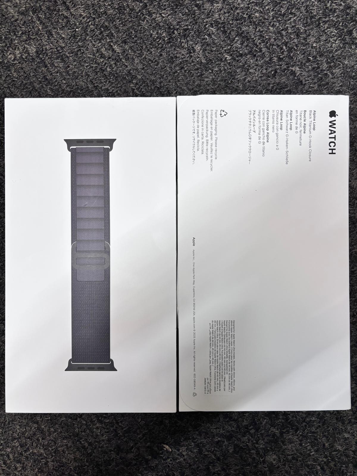 Genuine Apple Watch Band Alpine Loop (49mm) Black- Medium (Fits 145mm - 190mm)