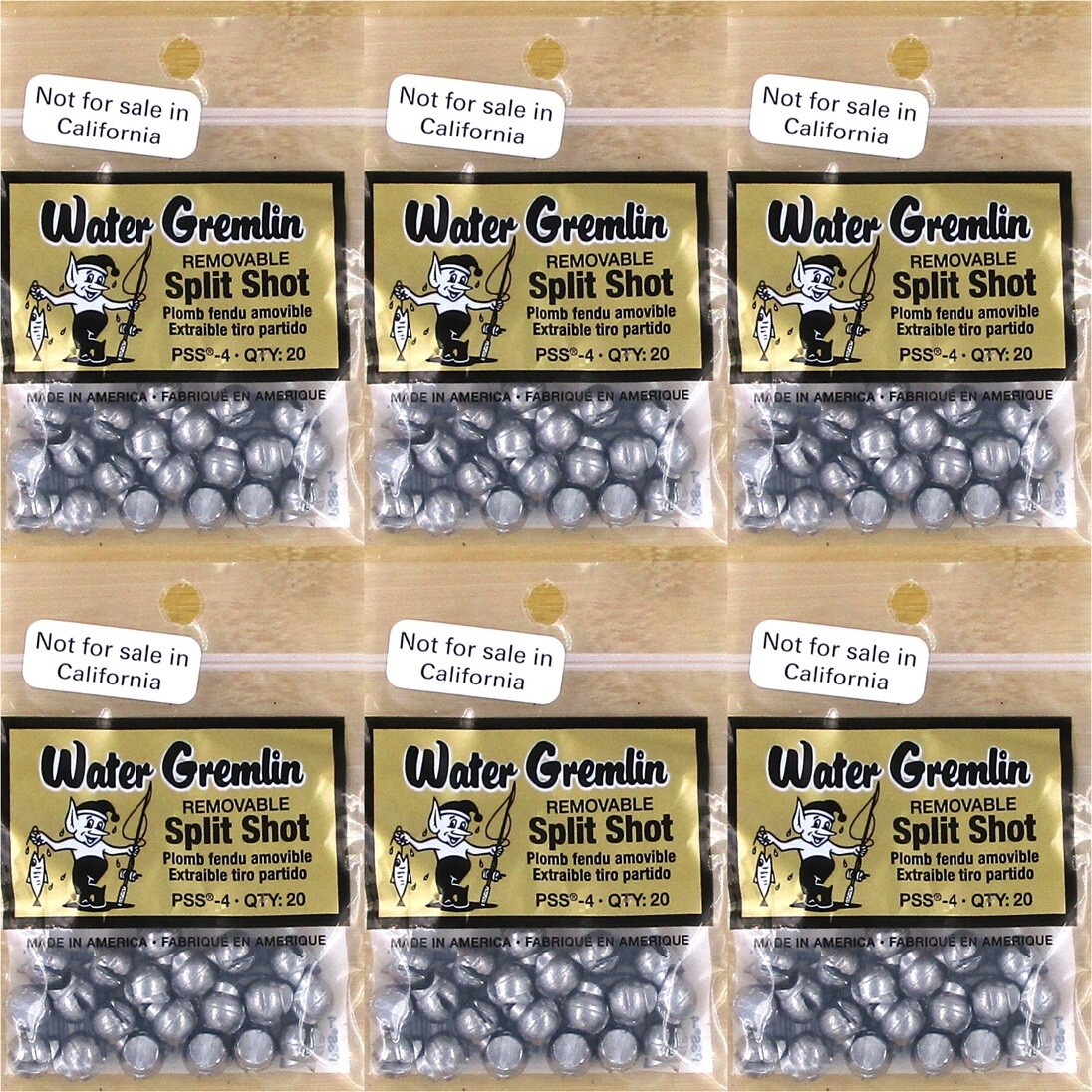 (6) Packs Water Gremlin New Removable Split Shot Sinkers PSS-4 Brand New (6) Packs Water Gremlin New Removable Split Shot Sinkers PSS-4 Brand New