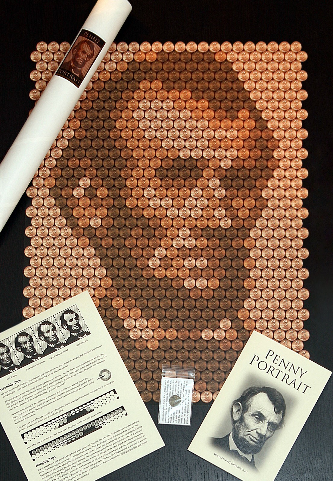Lincoln Penny Portrait -  A portrait of Abraham Lincoln out of pennies