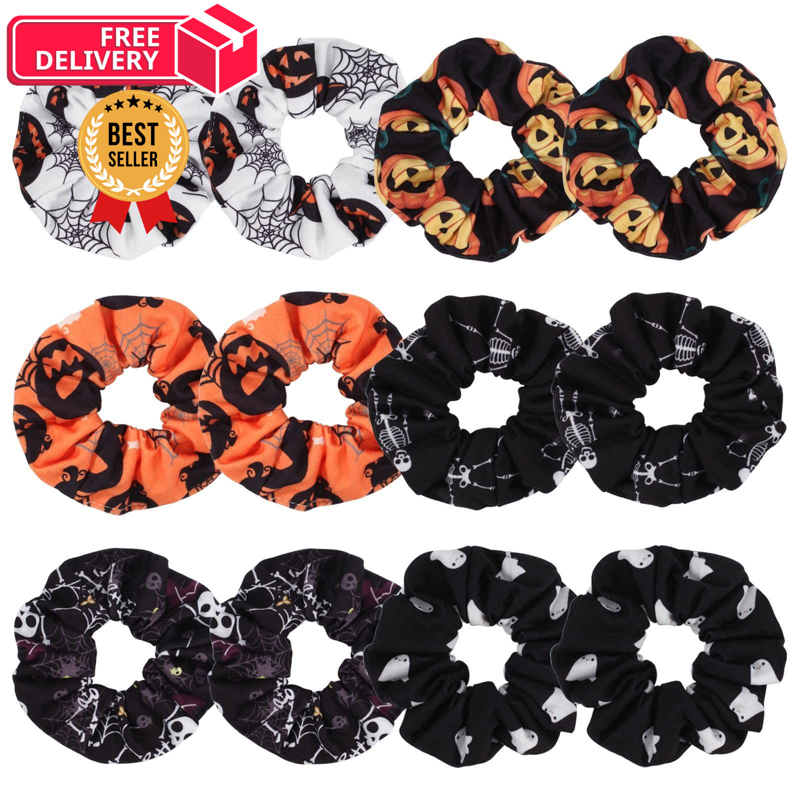 12PCS Halloween Hair Scrunchies Soft 1 Count (Pack of 12), 12pcs Halloween-A 12PCS Halloween Hair Scrunchies Soft 1 Count (Pack of 12), 12pcs Halloween-A