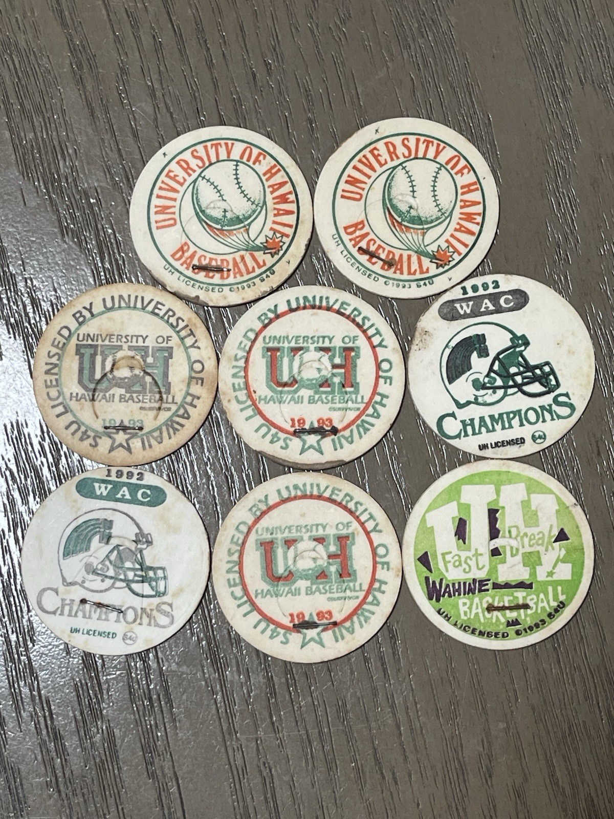 Vintage 1992-1993 University of Hawaii POGs- Authentic S4U / Sports Milk Caps Vintage 1992-1993 University of Hawaii POGs- Authentic S4U / Sports Milk Caps
