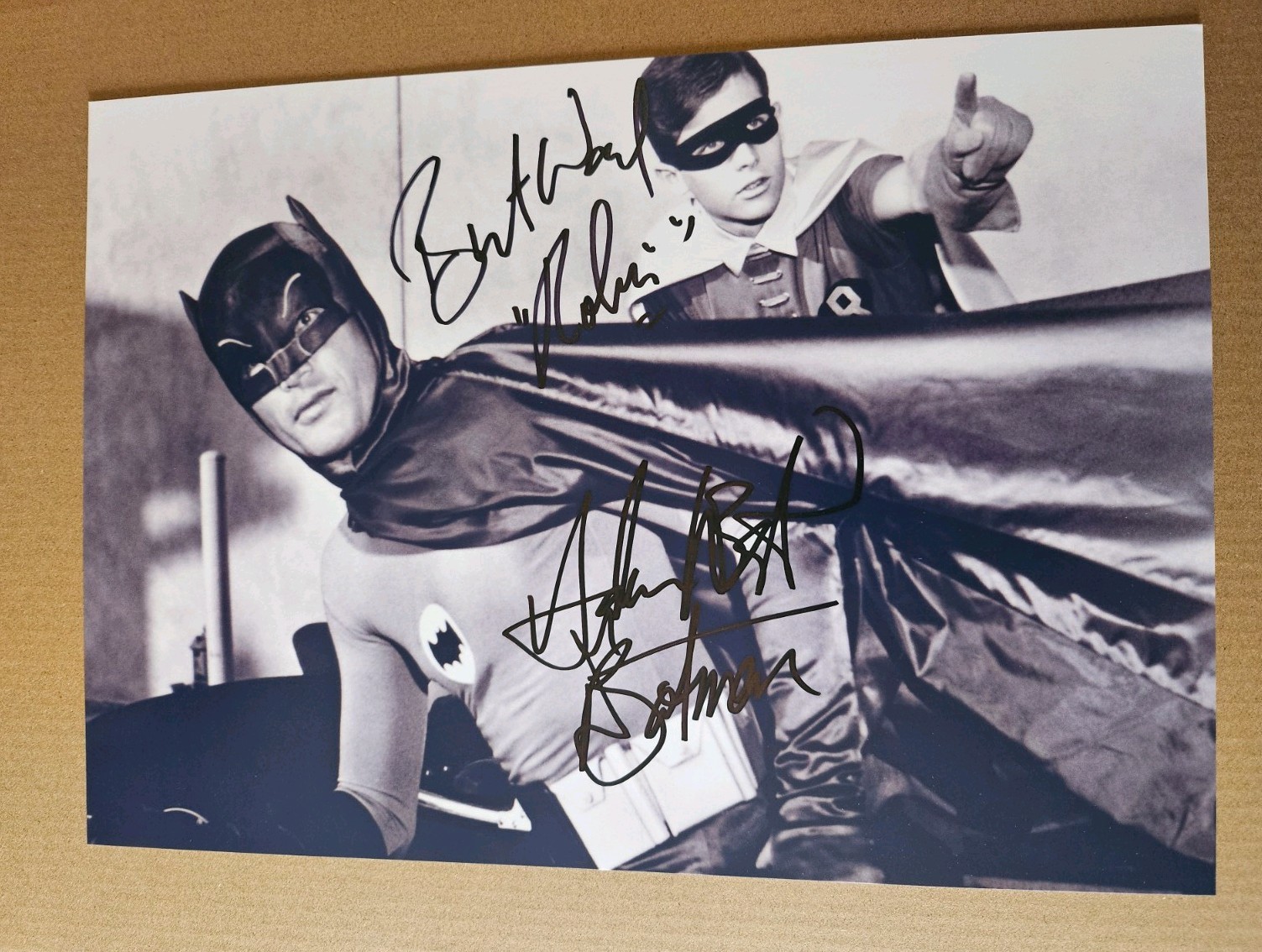W/COA BATMAN AND ROBIN ORIGINAL AUTOGRAPHS ON PHOTO 12\