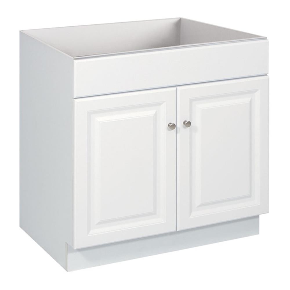 Pemberly Row 30-Inch Unassembled 2-Door Bathroom Wood Vanity Without Top - White Pemberly Row 30-Inch Unassembled 2-Door Bathroom Wood Vanity Without Top - White