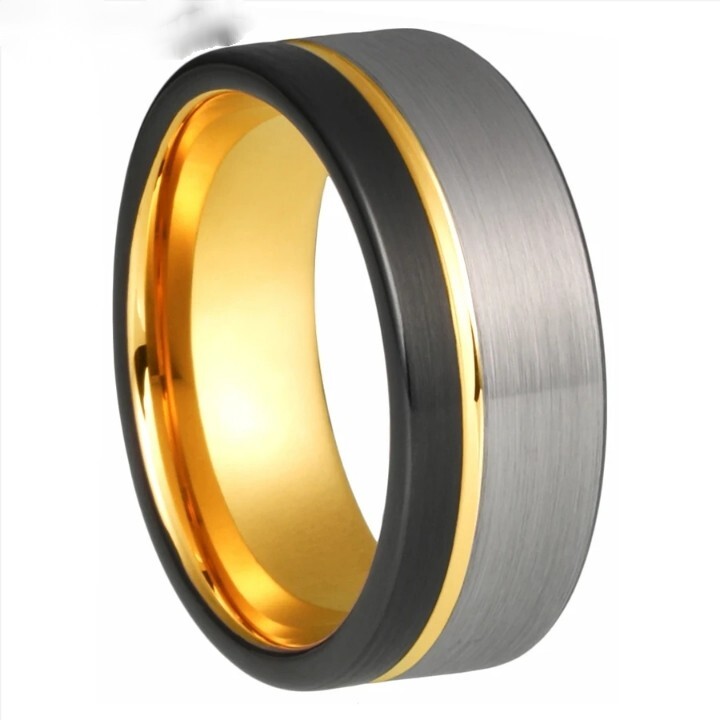 8MM Tungsten Carbide Ring Band for Men Women Grooved Brushed Finish Comfort fit