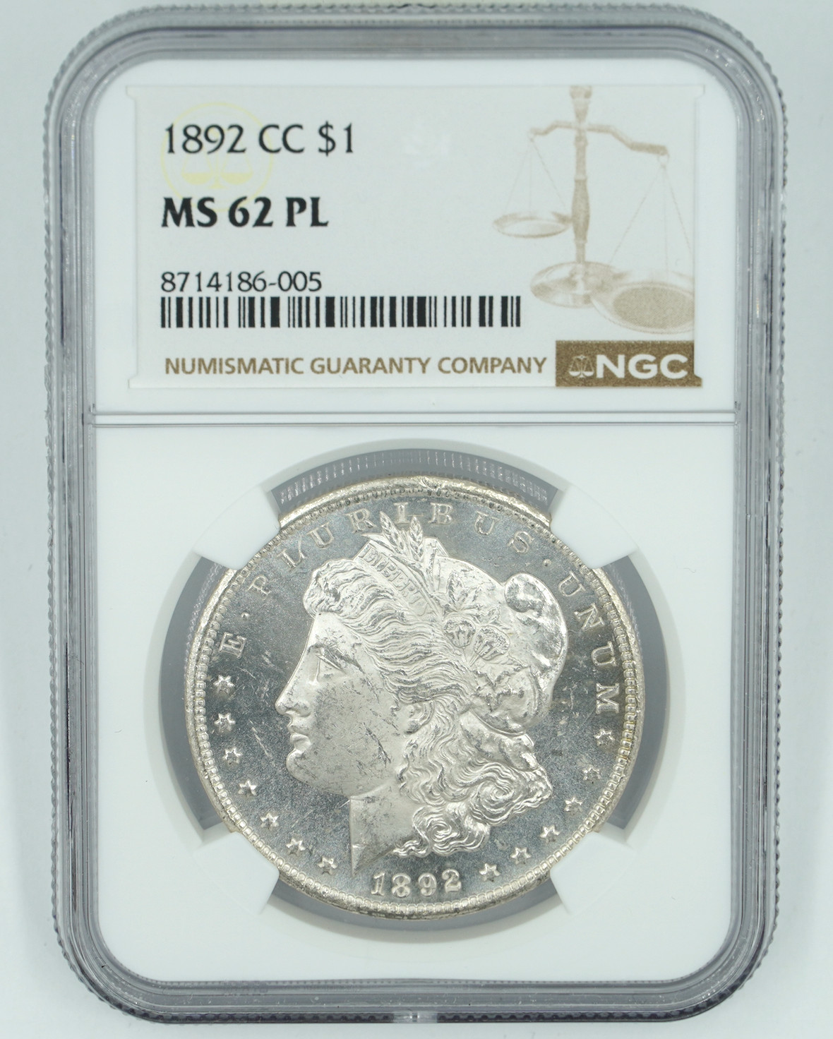 1892-CC NGC MS62PL Morgan Silver Dollar