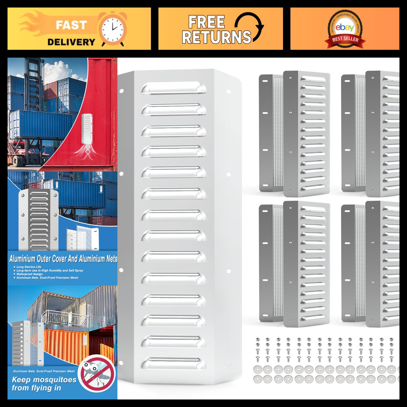 Shipping Container Ventilation System - 4 Pack Cross Flow Vents for Heat & Conde