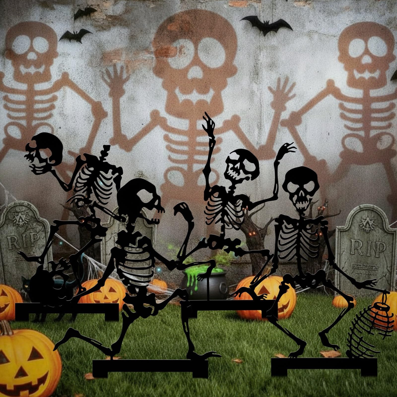 Geelin 4 Pcs Halloween Metal Skeleton Yard Stakes 15.75 Inches, black Geelin 4 Pcs Halloween Metal Skeleton Yard Stakes 15.75 Inches, black