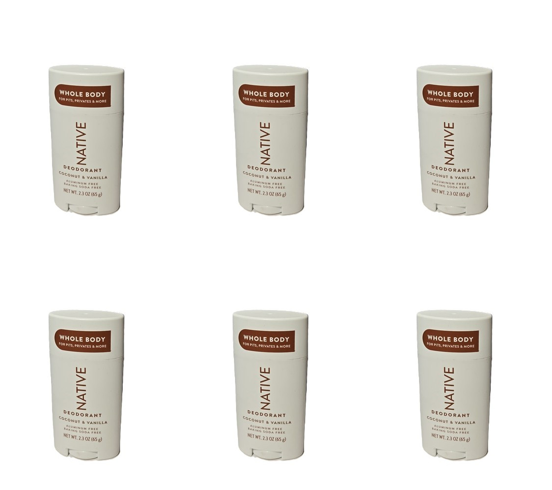 Native Coconut & Vanilla Whole Body Sensitive Deodorant 6 Pack 2.4 oz