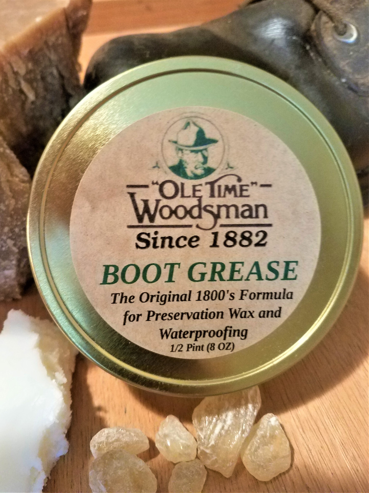 Ole Time Woodsman Boot Grease. The Original 1800's Formula for Preservation Wax