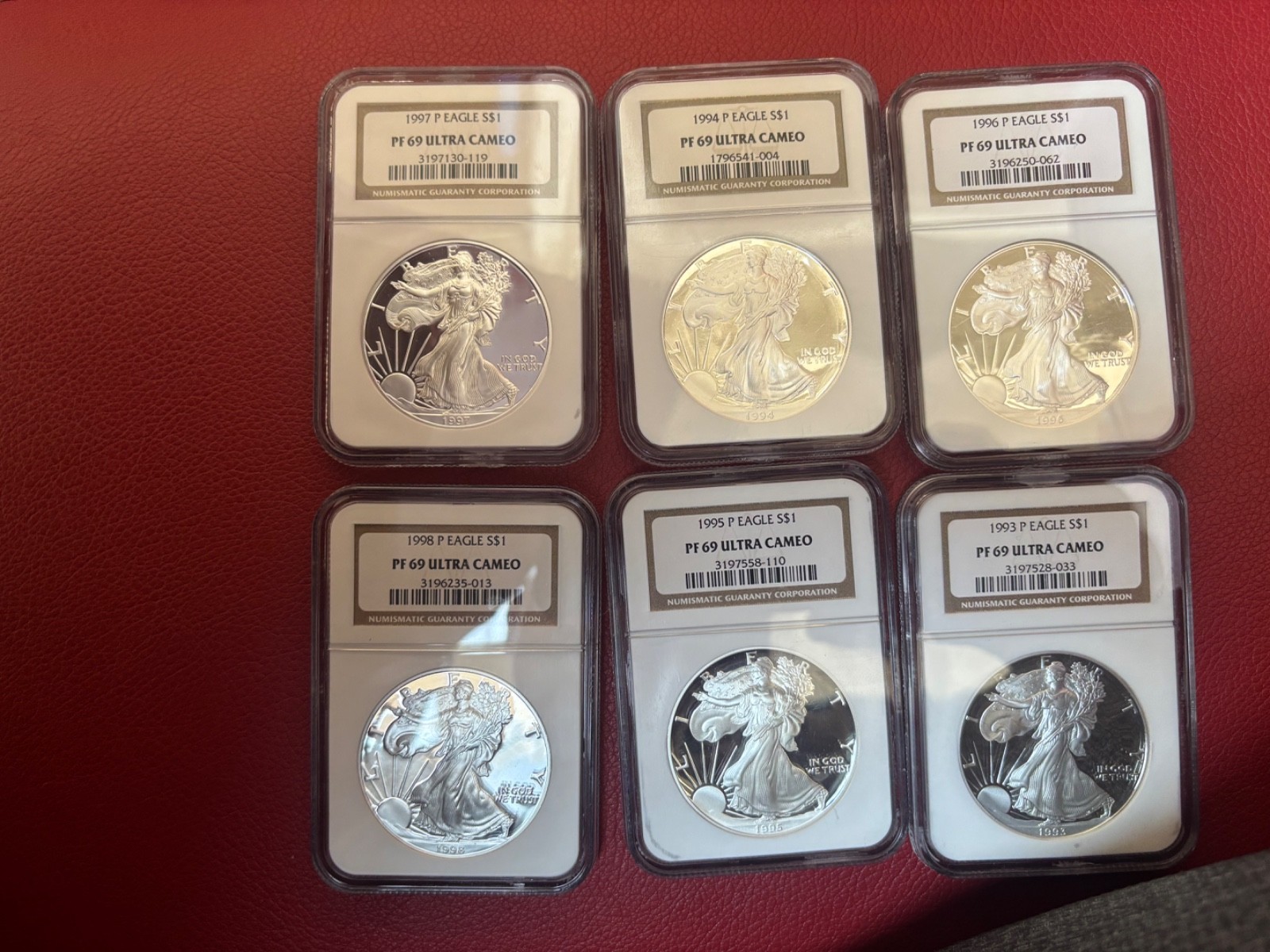 1993-P American Silver Eagle PF69 NGC Ultra Cameo 1oz 99.9% Silver -3 Coins 1993-P American Silver Eagle PF69 NGC Ultra Cameo 1oz 99.9% Silver -3 Coins