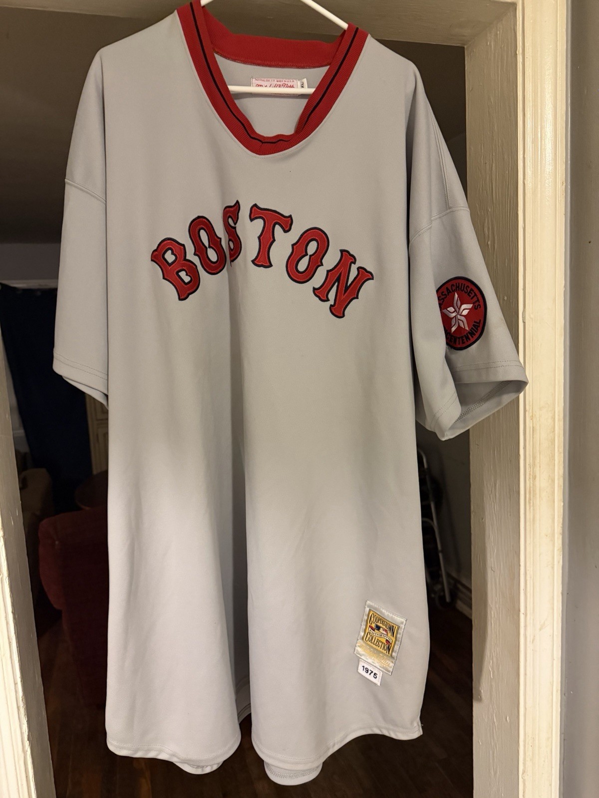 5xl Boston Red Sox Carlton Fisk #27 Mitchell & Ness MLB Baseball Jersey V-Neck