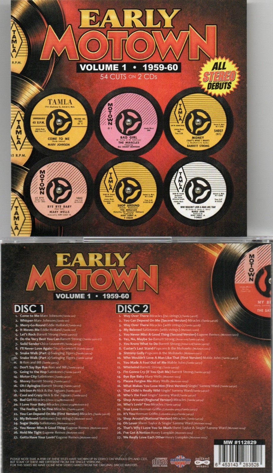 EARLY MOTOWN VOL. 1 1959-60 54 CUTS/2 CDS-ALL STEREO DEBUTS UK IMPORT