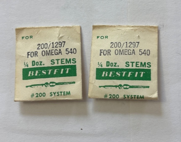 NOS Vintage Bestfit 200/1297 Winding Stems for Omega Caliber 540 - Lot of 2 Pack NOS Vintage Bestfit 200/1297 Winding Stems for Omega Caliber 540 - Lot of 2 Pack