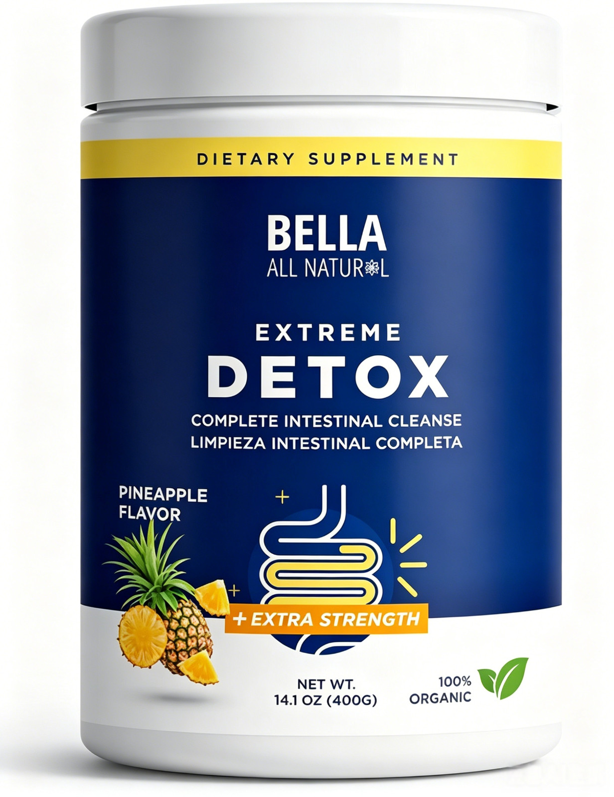 Bella Flavor Natural Extreme Detox Powder- Pineapple All Cleanse Support 400can