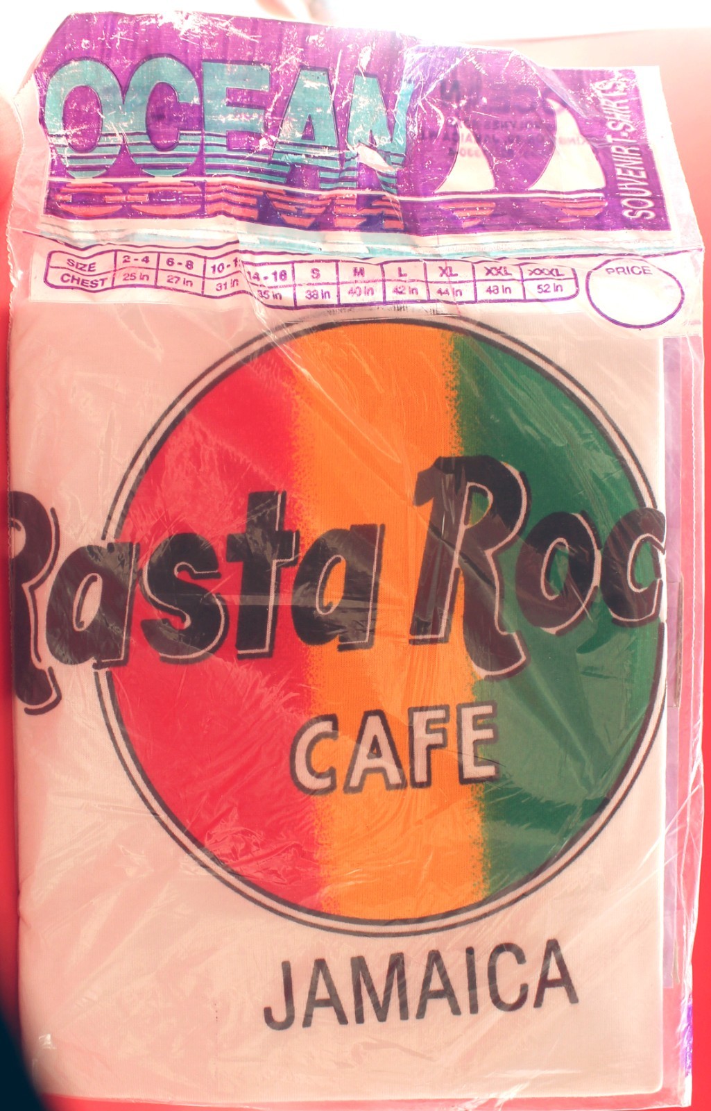 Vintage 90s Rasta Rock Cafe Jamaica T-Shirt XL Ocean Brand (New Factory Sealed)