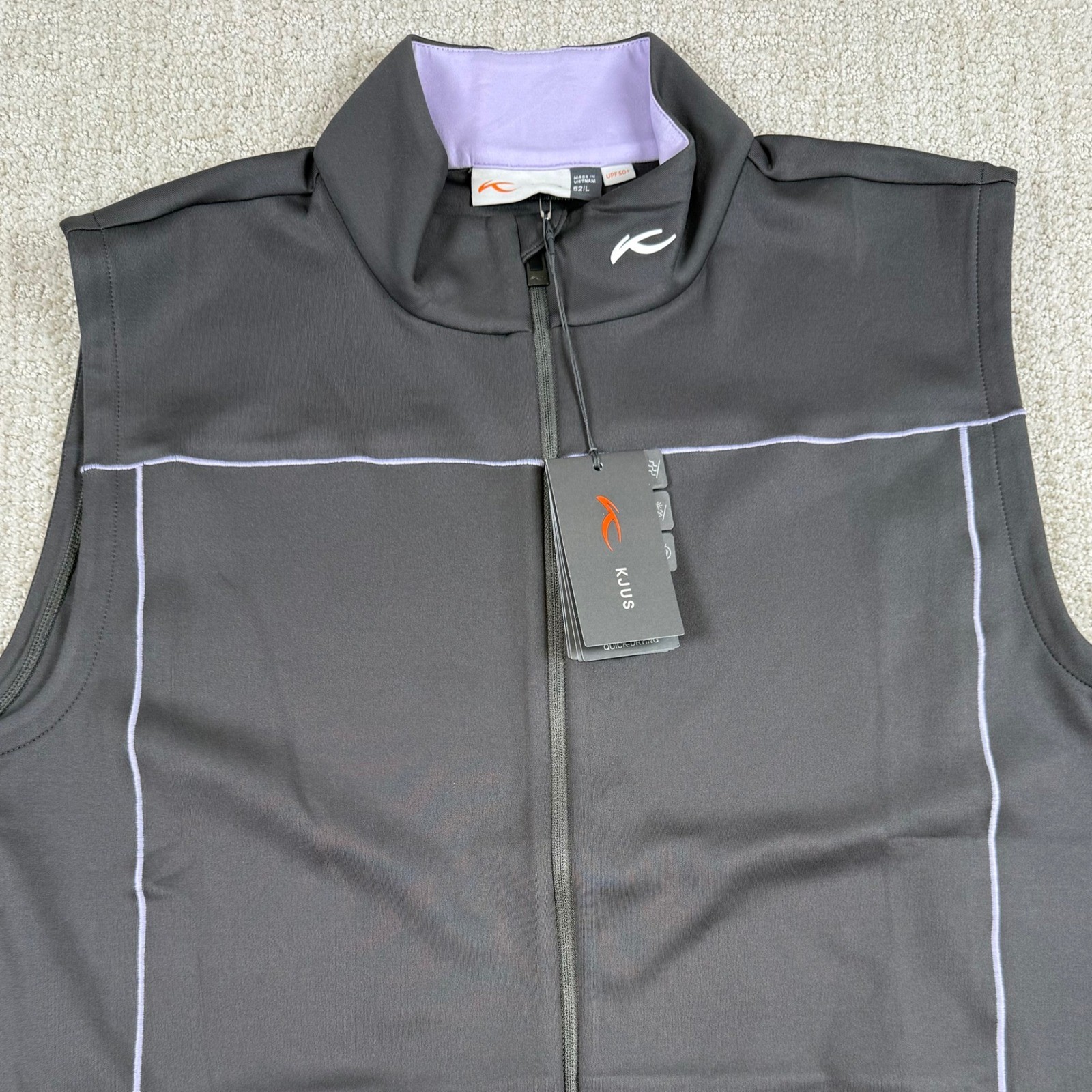 NEW KJUS Mens Large 52 Gray Damian Full Zip UPF 50+ Performance Golf Vest