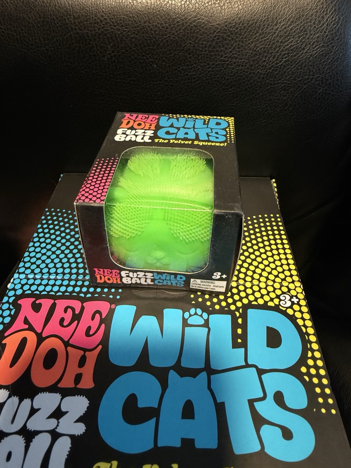 Authentic Needoh Schylling Wild Cats Fuzzball Squeeze Toys New In Box Green