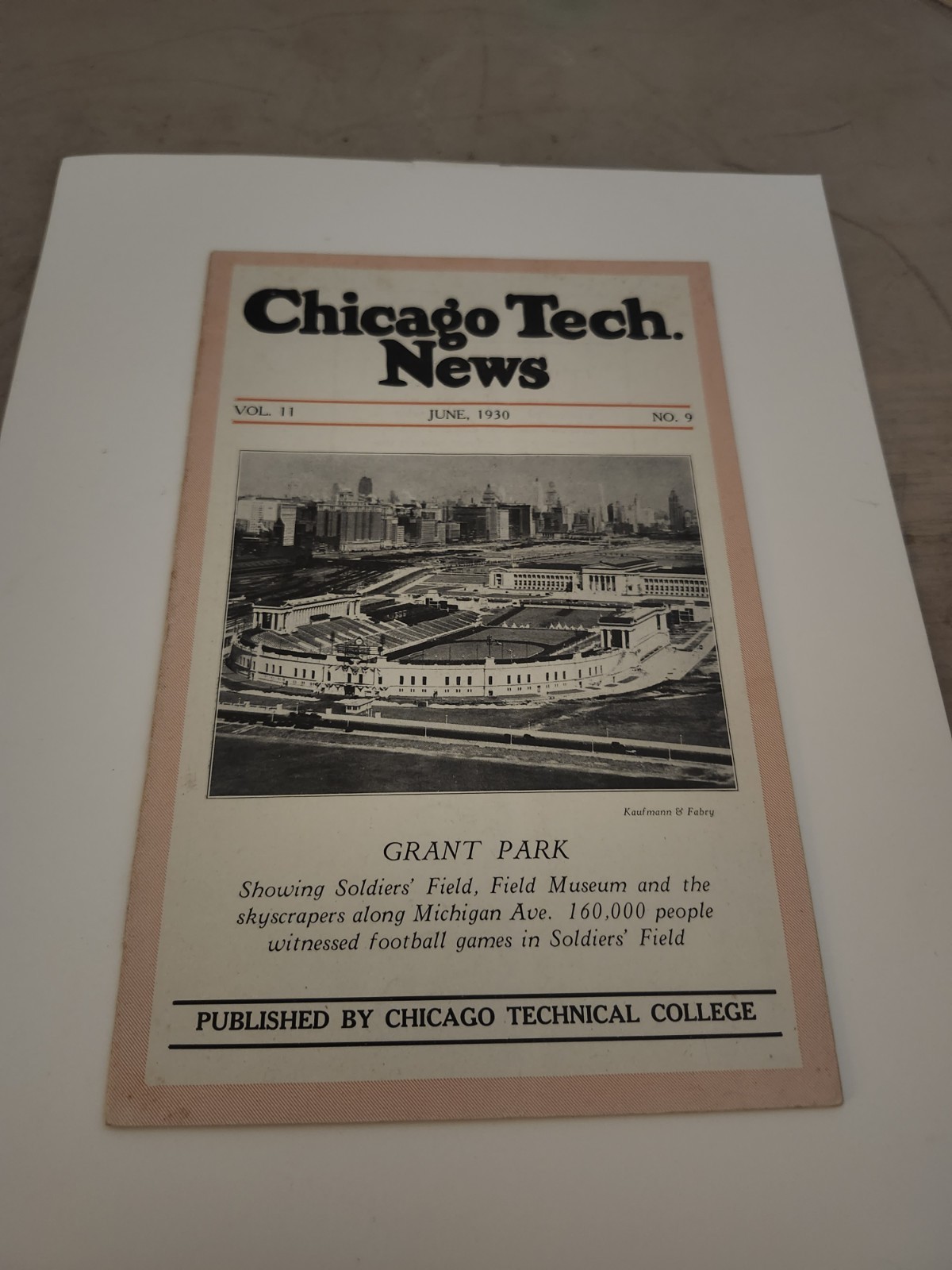 Rare Chicago Tech News Magazine June 1930 Soldier Field Bears Stadium Cover Rare Chicago Tech News Magazine June 1930 Soldier Field Bears Stadium Cover