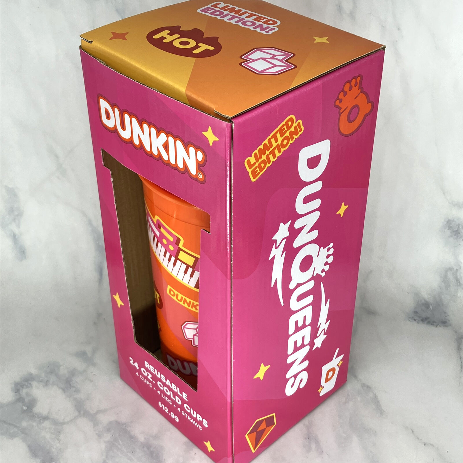 Dunkin 2025 Reusable Pack Of 4 Cups DunKing DunQueen **FREE GIFT W/PURCHASE** Dunkin 2025 Reusable Pack Of 4 Cups DunKing DunQueen **FREE GIFT W/PURCHASE**