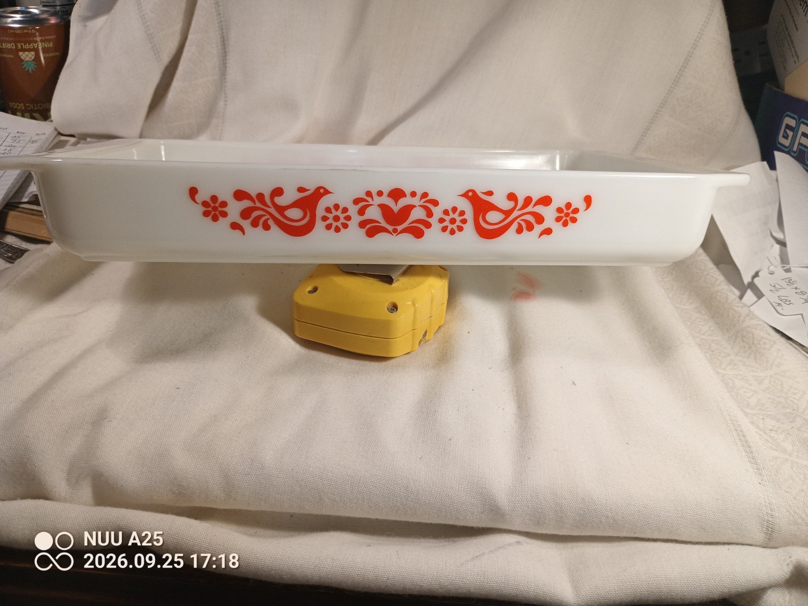 VINTAGE PYREX FRIENDSHIP RED BIRDS PATTERN LARGE LASAGNA BAKING DISH PAN #933