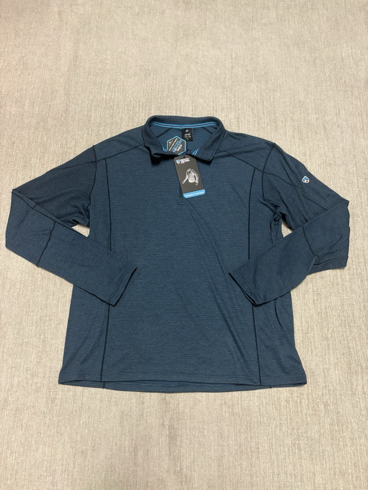 NEW Kuhl Mens XL Reactiv Lite Grid 1/4 Zip Performance Pullover Midnight Blue NEW Kuhl Mens XL Reactiv Lite Grid 1/4 Zip Performance Pullover Midnight Blue